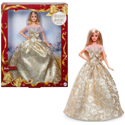 Barbie Signature 2025 Holiday Fashion Doll, Seasonal Collector, Blonde With Silver & Gold Gown ONE SIZE Patterned ONE SIZE Barbie Signature 2025 Holiday Fashion Doll, Seasonal Collector, Blonde With Silver & Gold Gown ONE SIZE Patterned ONE SIZE