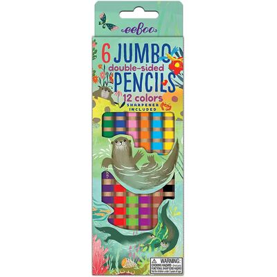 Eeboo 6 Double-Sided Jumbo Pencils ONE SIZE Patterned ONE SIZE Eeboo 6 Double-Sided Jumbo Pencils ONE SIZE Patterned ONE SIZE