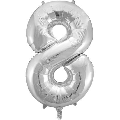 Joker Foil Balloon Number 8 Silver 86 Cm 86 cm Silver 86 cm Joker Foil Balloon Number 8 Silver 86 Cm 86 cm Silver 86 cm