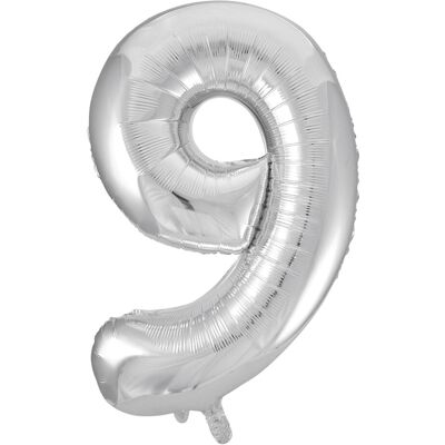 Joker Foil Balloon Number 9 Silver 86 Cm 86 cm Silver 86 cm Joker Foil Balloon Number 9 Silver 86 Cm 86 cm Silver 86 cm