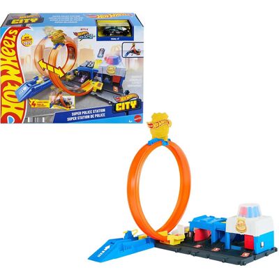 Hot Wheels City Super Police Station Playset With 1:64 Scale Police Toy Car & Adjustable Track Loop ONE SIZE Patterned ONE SIZE Hot Wheels City Super Police Station Playset With 1:64 Scale Police Toy Car & Adjustable Track Loop ONE SIZE Patterned ONE SIZE