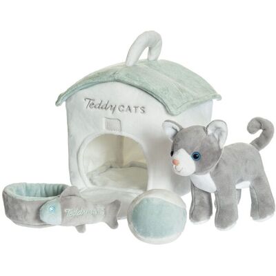 Teddykompaniet Teddy Cats Set - Plush leketøy med kattehus Teddykompaniet Teddy Cats Set - Plush leketøy med kattehus