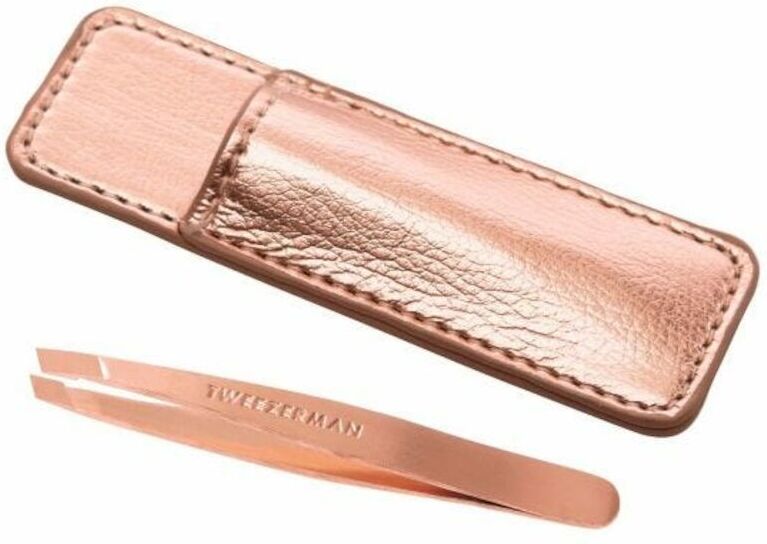 Tweezerman Rose Gold Mini Slant Tweezer & Pouch