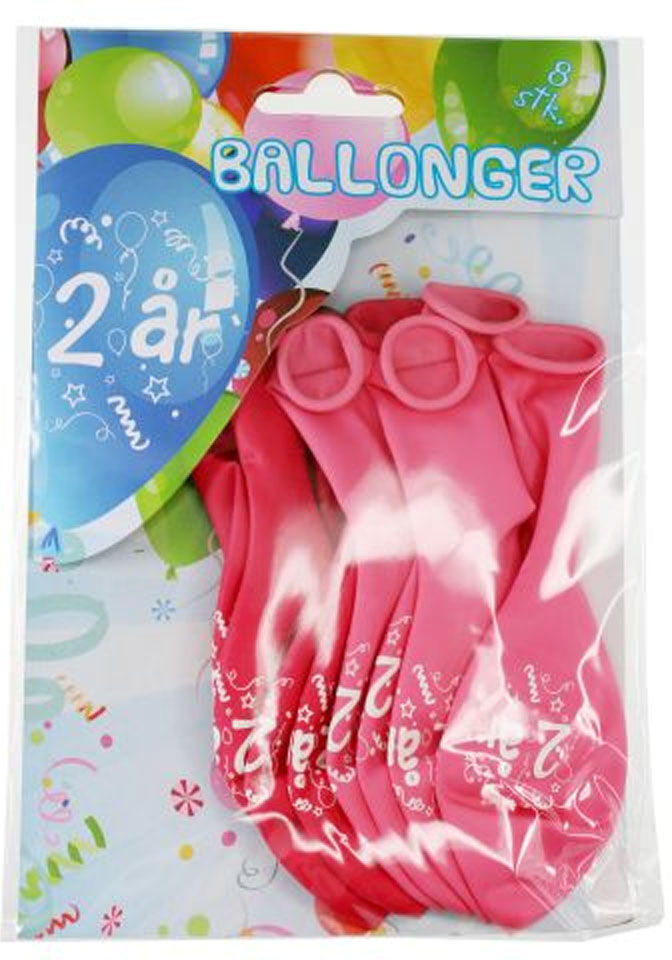 8 Ballonger I Rosa- 2 År