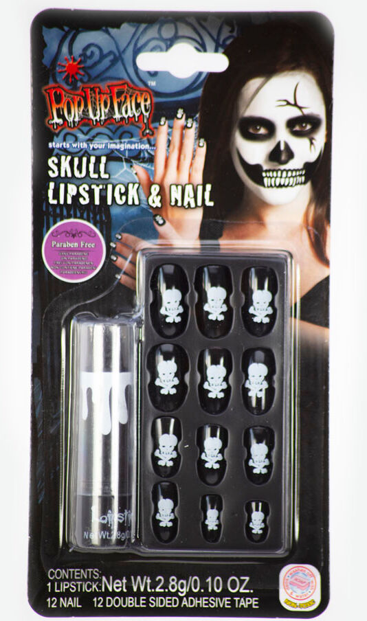 Halloween Pop Up Face - Skull Lipstick & Nail