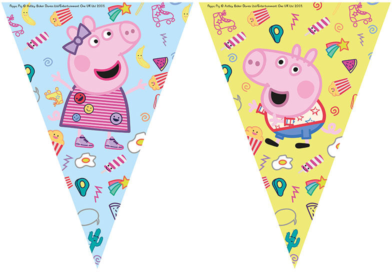 Peppa Gris Bursdagsbanner Med Flagg 2,3 Meter