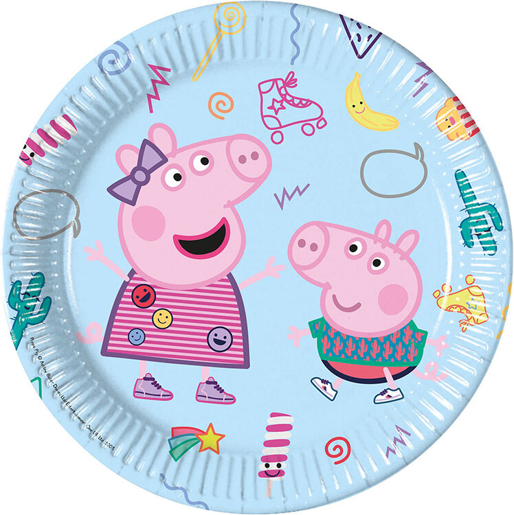 Peppa Gris Papptallerken 23 Cm - 8 Stk