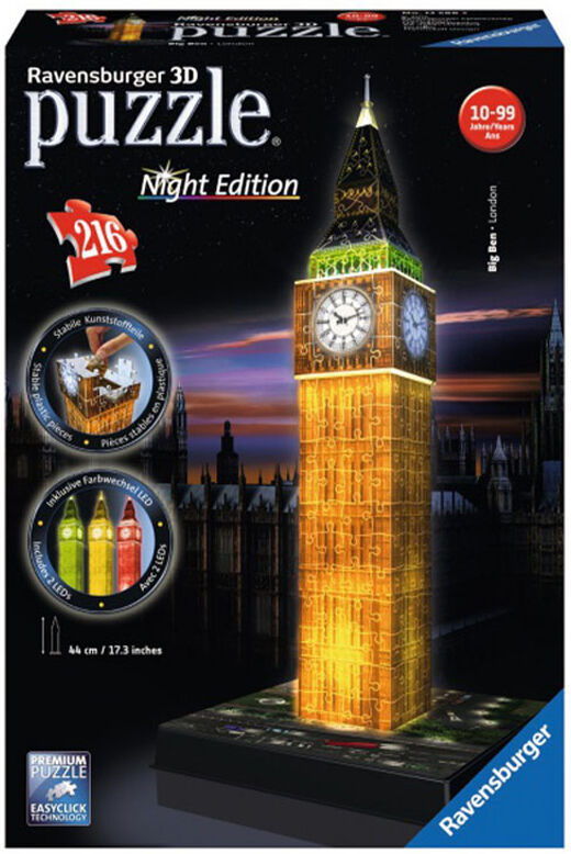 Ravensburger 3d Puslespill - Big Ben Night Edition 216 Brikker