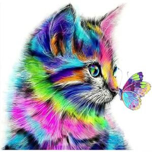 ART Diamantmaleri Cat Butterfly, DIY 5D Animal Diamond Art Pa