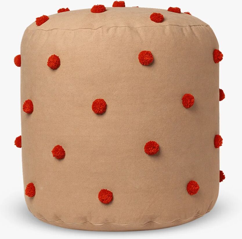 Ferm Living Dot tufted pouf, kamel / rød