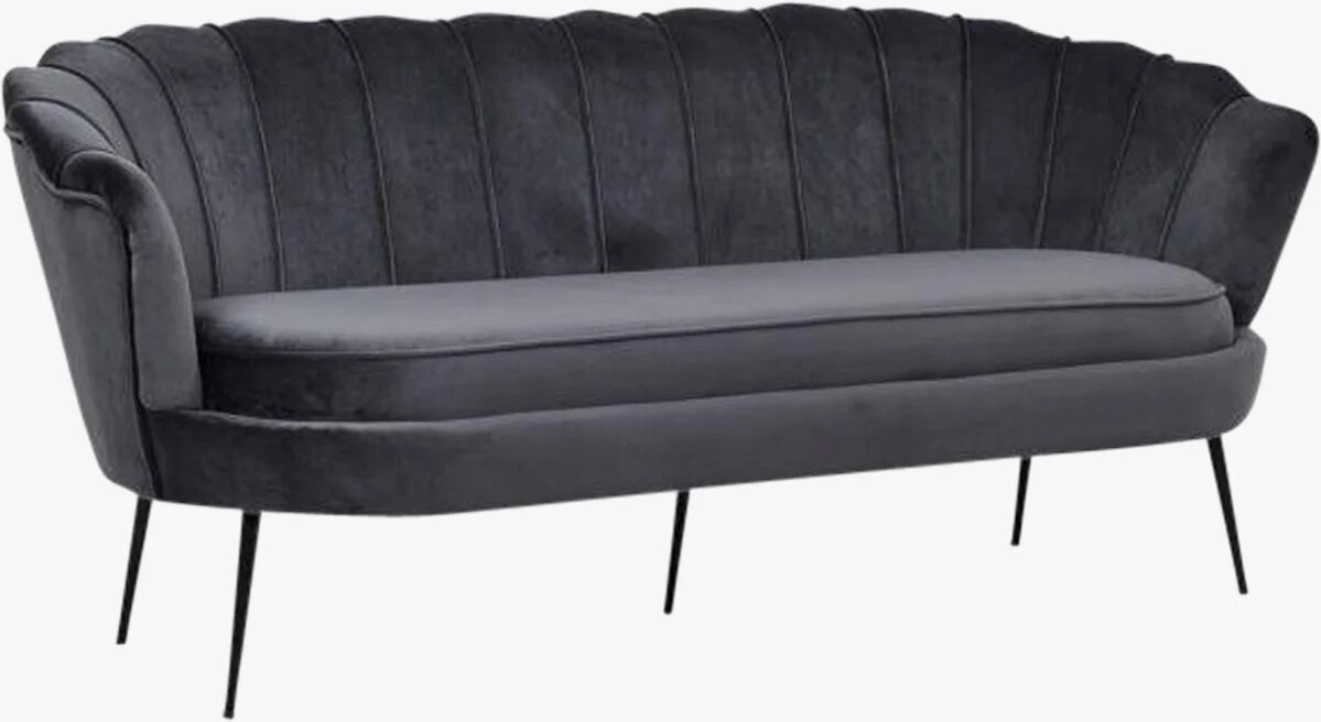 Room Essentials Calais Sofa 3-kerder, mørkegrå fløyel / svarte ben