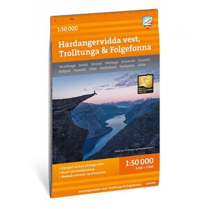 Calazo TURKART HARDANGERVIDDA VEST TROLLTUNGA FOLGEFONNA, 1:50.000  NoColor