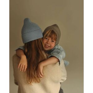 Ull Beanie - 100%  Merin - Unisex   Hvid - Light Blue