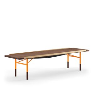 House of Finn Juhl Table Bench Large, With Brass Edges, Oregon Pine, Black Steel