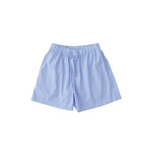 Tekla Poplin Pyjamas Shorts - Blue Pin Stripes - S