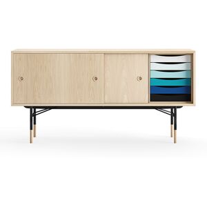 House of Finn Juhl Sideboard With Tray Unit, Oak Veneer, Black Steel, Cold