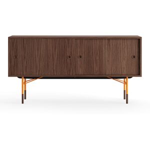 House of Finn Juhl Sideboard Without Tray Unit, Walnut Veneer, Orange Steel