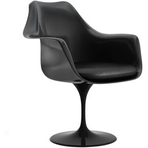 Knoll Saarinen Tulip Chair - Karmstol, Vit Bas  Skal, Läder - Kategori W - Velluto Pelle - Vp03