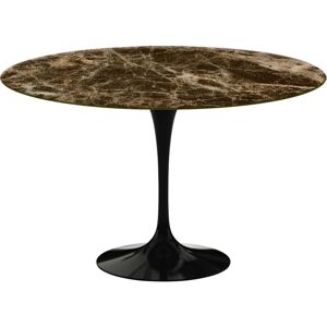 Knoll Saarinen Round Table - Matbord, Ø 120 Cm, Svart Underrede, Skiva I Glansig Brun Emperador Marmor