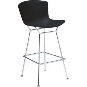 Knoll Bertoia Plastic Bar Stool, Sitthöjd 69 Cm, Underrede I Krom, Svart Sits