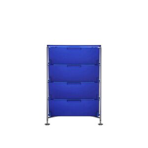Kartell Mobil System 2021, Cobalt, 3 Containers, 1 Shelf, Feet