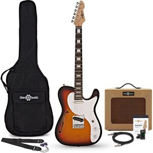 Gear4Music Knoxville Semi-Hollow Elektrisk Gitar + Forsterkerpakke Sunburst Gear4Music Knoxville Semi-Hollow Elektrisk Gitar + Forsterkerpakke Sunburst