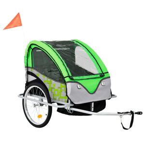 2-i-1 sykkelvogn & barnevogn grønn og grå