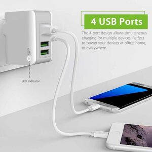 Multiladestasjon Usb 4 Uttak, Passer Til 120 Land Multiladestasjon Usb 4 Uttak, Passer Til 120 Land