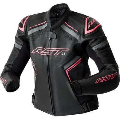 RST S1 D3o Skinn Dame Jakke - Svart/rosa RST S1 D3o Skinn Dame Jakke - Svart/rosa