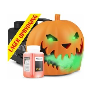 Halloween Dekoration, Græskarhoved med indbygget røgmaskine, LED lys og uhyggeli Halloween Dekoration, Græskarhoved med indbygget røgmaskine, LED lys og uhyggeli