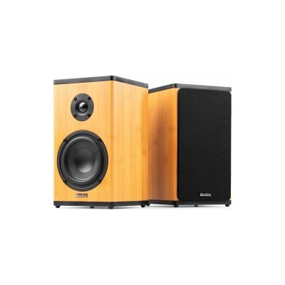 BS20 Active Bookshelf Speaker Set with Battery Bamboo TILBUD NU BS20 Active Bookshelf Speaker Set with Battery Bamboo TILBUD NU