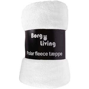 Borg Living Fleeceteppe - Hvit - 150x200 cm - Mykt og deilig sofateppe - Borg Living Fleeceteppe - Hvit - 150x200 cm - Mykt og deilig sofateppe -