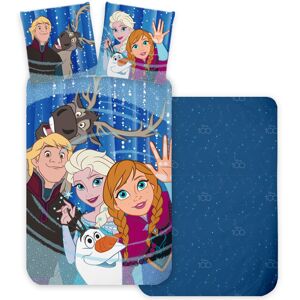 Licens Frozen omvendt sengesett - Anna, Elsa, Olaf - 140x200 cm Licens Frozen omvendt sengesett - Anna, Elsa, Olaf - 140x200 cm