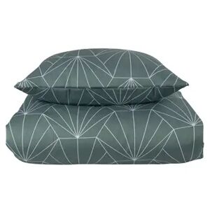Borg Living Sengesett 240x220 - Vendbart dynetrekk - Kingsize sengetøy - 100% Bomullssateng  - Hexagon grønn