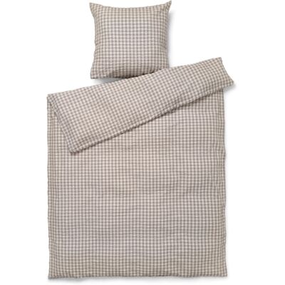 JUNA sengetøy 140x220 cm - 100% økologisk bomull - Kreppsengetøy grå/bjørk JUNA sengetøy 140x220 cm - 100% økologisk bomull - Kreppsengetøy grå/bjørk