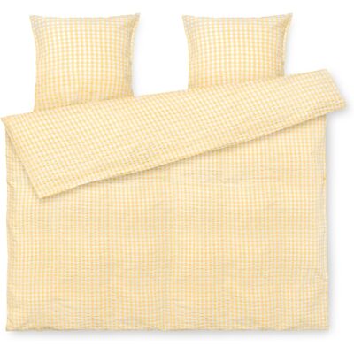 JUNA dobbelt sengetøy 200x220 cm - 100% økologisk bomull - Kreppsengetøy gul JUNA dobbelt sengetøy 200x220 cm - 100% økologisk bomull - Kreppsengetøy gul