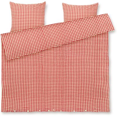 JUNA dobbelt sengetøy 200x220 cm - 100% økologisk bomull - Kreppsengetøy rød JUNA dobbelt sengetøy 200x220 cm - 100% økologisk bomull - Kreppsengetøy rød
