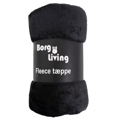 Borg Living Fleeceteppe - Sort - 150x200 cm - Mykt og deilig sofateppe - Borg Living Fleeceteppe - Sort - 150x200 cm - Mykt og deilig sofateppe -