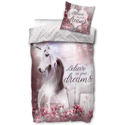 Licens Enhjørning Sengetøy - 140x200 cm - 2-i-1 Design - Tro på drømmene dine Licens Enhjørning Sengetøy - 140x200 cm - 2-i-1 Design - Tro på drømmene dine