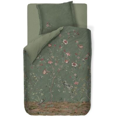 Pip Studio Blomstret sengetøy 140x220 cm - Grønt vendbart sengesett i 100% myk bomull - Okinawa green - sengetøy Pip Studio Blomstret sengetøy 140x220 cm - Grønt vendbart sengesett i 100% myk bomull - Okinawa green - sengetøy