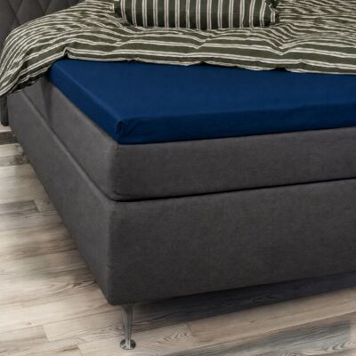 Borg Living Mykt konvoluttlaken 90x200 - 100% bomullssatin - 8 cm i høyden - Blått laken til overmadrass - By Night satin laken Borg Living Mykt konvoluttlaken 90x200 - 100% bomullssatin - 8 cm i høyden - Blått laken til overmadrass - By Night satin laken