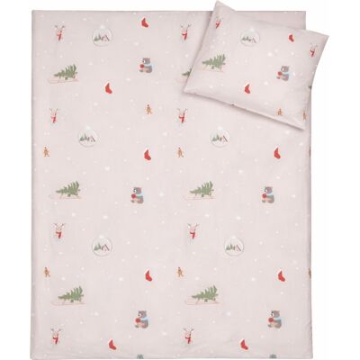 By Mats Julesengetøy - 100% bomull - Babysengetøy 70x100 cm - Beige med juleikoner By Mats Julesengetøy - 100% bomull - Babysengetøy 70x100 cm - Beige med juleikoner