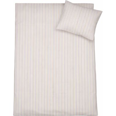 By Mats Stripete sengetøy - 100% bomull - Babysengetøy 70x100 cm - Beige med lilla striper By Mats Stripete sengetøy - 100% bomull - Babysengetøy 70x100 cm - Beige med lilla striper