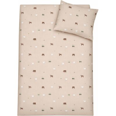 By Mats Sengetøy med bondegårdsmotiv - 100% bomull - Babysengetøy 70x100 cm - Beige med bondegårdsmotiver By Mats Sengetøy med bondegårdsmotiv - 100% bomull - Babysengetøy 70x100 cm - Beige med bondegårdsmotiver