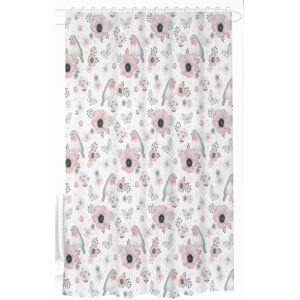 HOME-TEX Dusjforheng - 180x180 cm - Hvit med blomster og fugler - Klar til oppheng HOME-TEX Dusjforheng - 180x180 cm - Hvit med blomster og fugler - Klar til oppheng