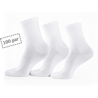 HOME-TEX Tennissokker - 100 par hvite tennissokker med ribbekant - Str. 43-47 - Unisex HOME-TEX Tennissokker - 100 par hvite tennissokker med ribbekant - Str. 43-47 - Unisex