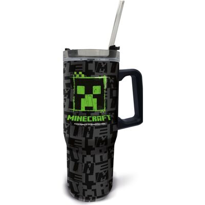 Licens Minecraft termokopp med sugerør og håndtak - Tumbler drikkeflaske 940 ml Licens Minecraft termokopp med sugerør og håndtak - Tumbler drikkeflaske 940 ml