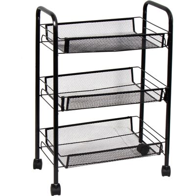 HOME-TEX Tralle med 3 avtakbare kurver - 64x45x26 cm - Sort metalltralle på hjul HOME-TEX Tralle med 3 avtakbare kurver - 64x45x26 cm - Sort metalltralle på hjul