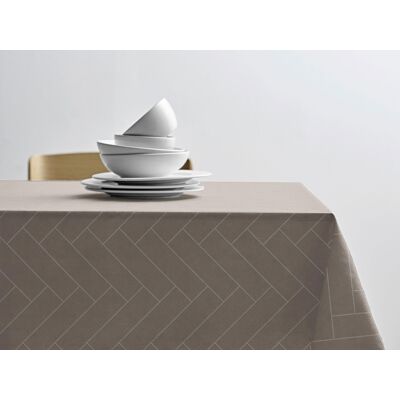 Södahl Damaskduk 140x320 - 100 % damaskvevd bomull - Tiles - Taupe Södahl Damaskduk 140x320 - 100 % damaskvevd bomull - Tiles - Taupe