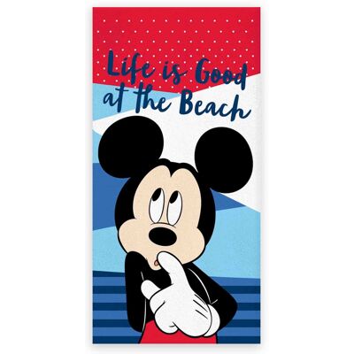 Licens Badehåndkle - Mickey Mouse håndkle - Life Is Good At The Beach - 70x140 cm - 100% myk bomull Licens Badehåndkle - Mickey Mouse håndkle - Life Is Good At The Beach - 70x140 cm - 100% myk bomull